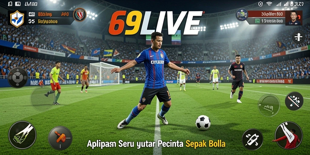 Tampilan gameplay menarik di 69LIVE dengan aksi sepak bola nyata.
