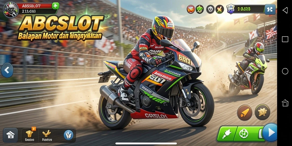 Tampilan gameplay seru di jalanan balapan motor.