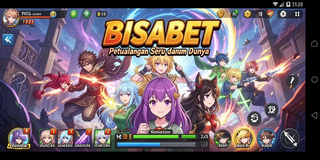 Screenshot gameplay BISABET dengan karakter anime yang menakjubkan.
