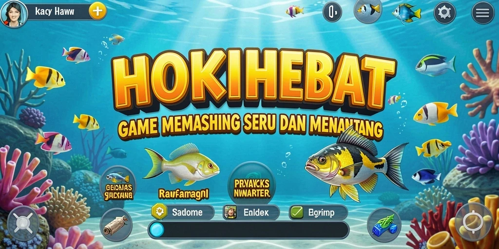 Tampilan seru gameplay dalam <strong>HOKIHEBAT</strong> dengan berbagai ikan yang dapat ditangkap.