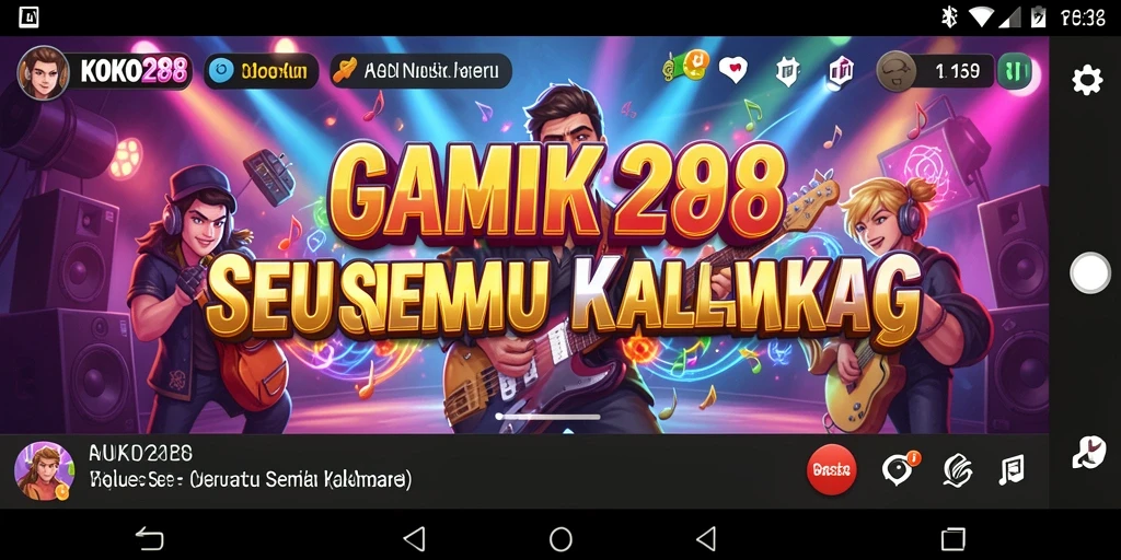 Screenshot KOKO288 menampilkan gameplay musik yang interaktif dan menarik.