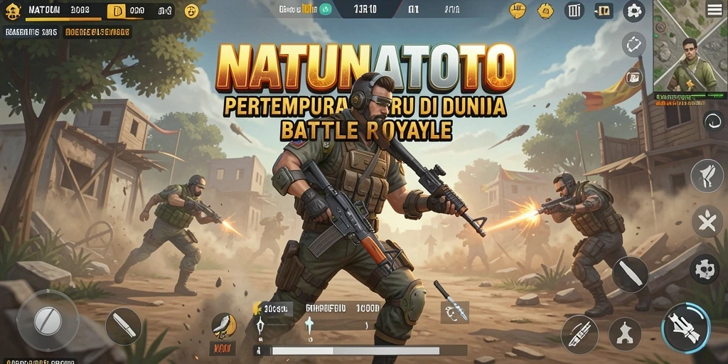 Gameplay seru di NATUNATOTO dengan pemain bertarung di arena.