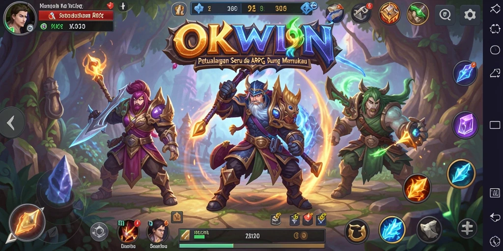 Tampilan gameplay OKWIN yang memukau dan aksi pertempuran seru.