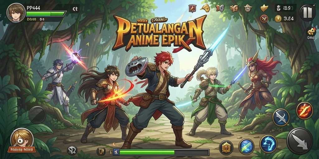 Tampilan screenshoot gameplay PP444 yang menampilkan karakter Anime yang epik.