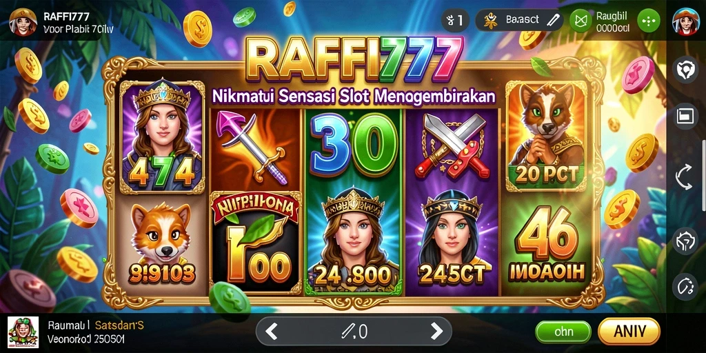 Tampilan gameplay menawan dalam RAFFI777 dengan berbagai tema slot.