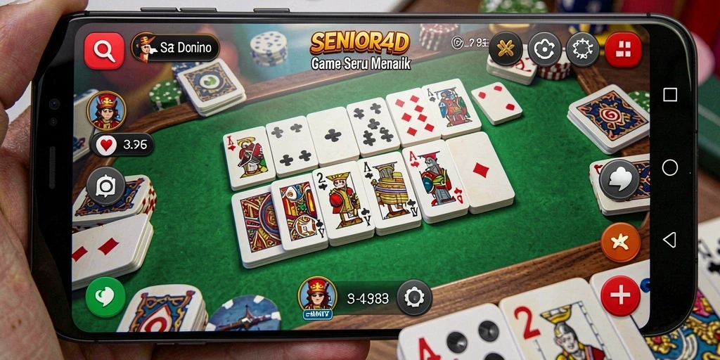 Tampilan menarik dari gameplay Domino di SENIOR4D.