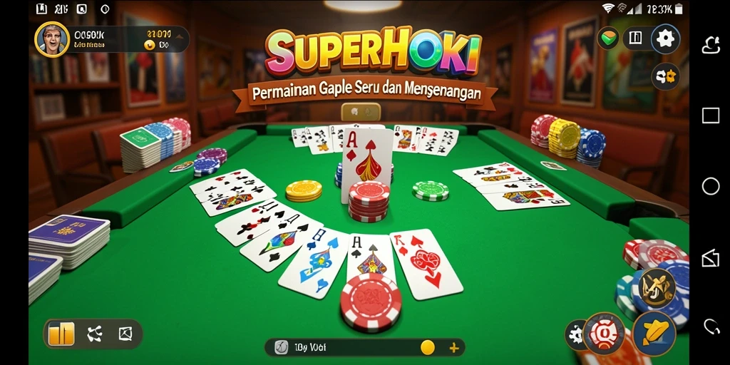 Tampilan gameplay seru Gaple di SUPERHOKI dengan fitur interaktif.