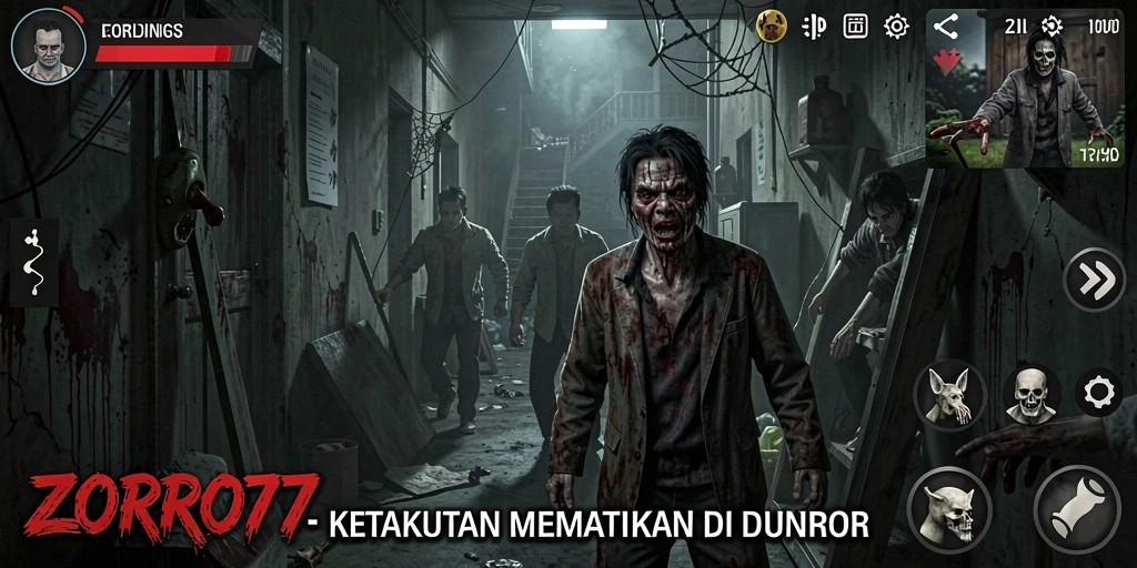 Gameplay menakutkan dengan hantu mengintai di kegelapan.
