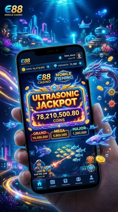 Screenshot aplikasi e88 yang menunjukkan berbagai kategori tersedia.